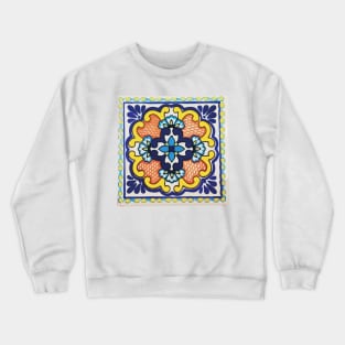 Mexican talavera flower tile ceramics Crewneck Sweatshirt